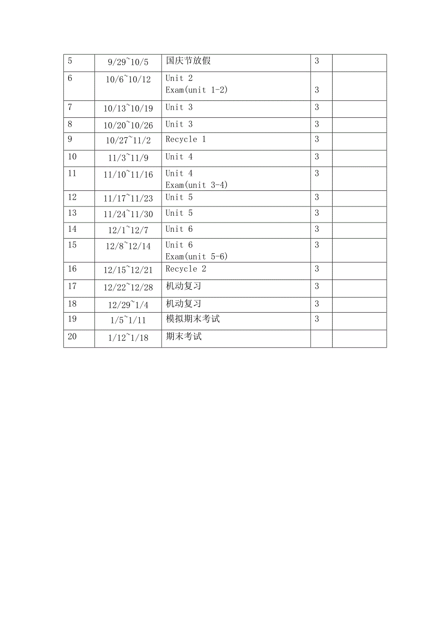 小学四年级上册_英语教学计划_第3页