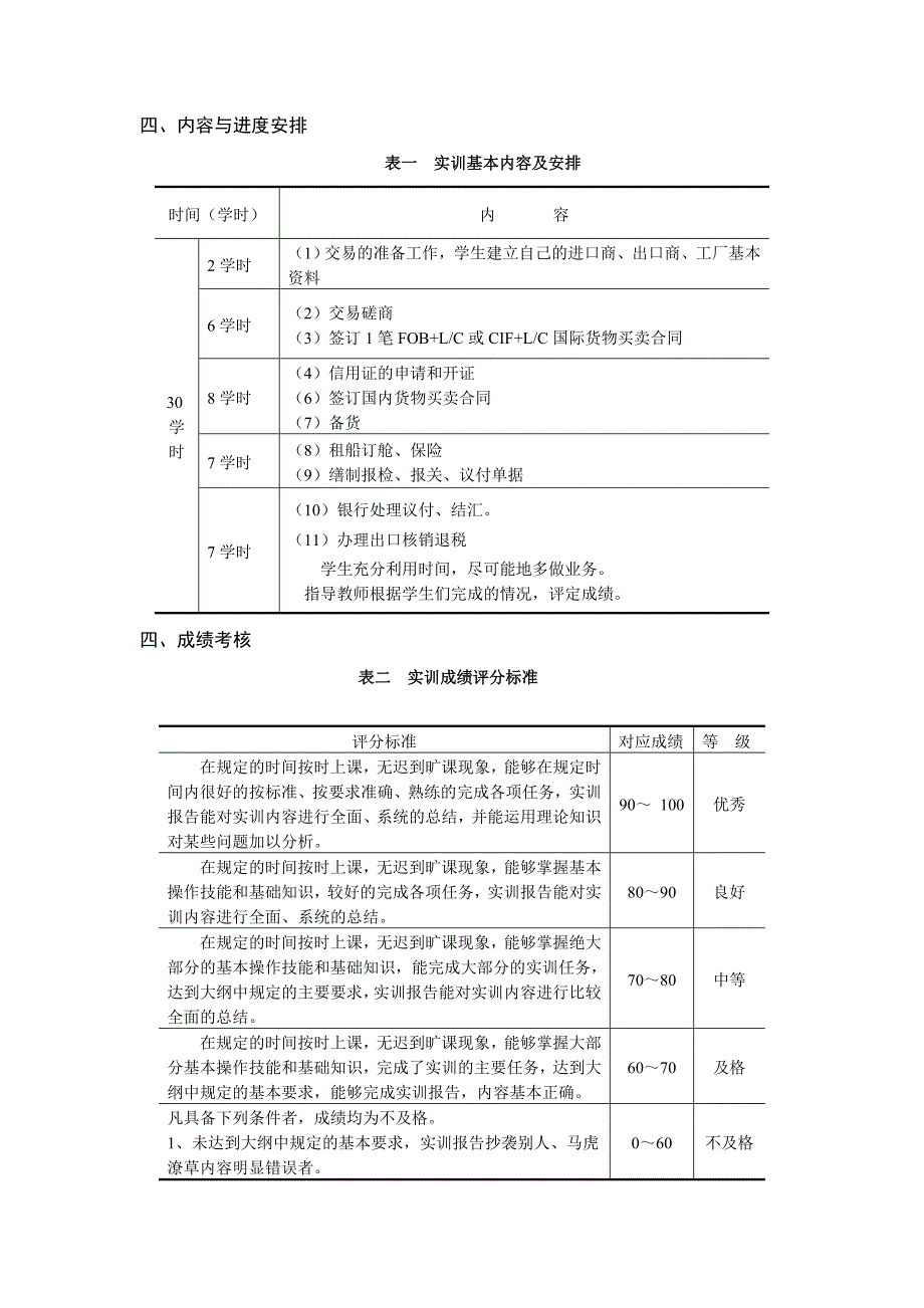 外贸单证实务实训计划_第2页