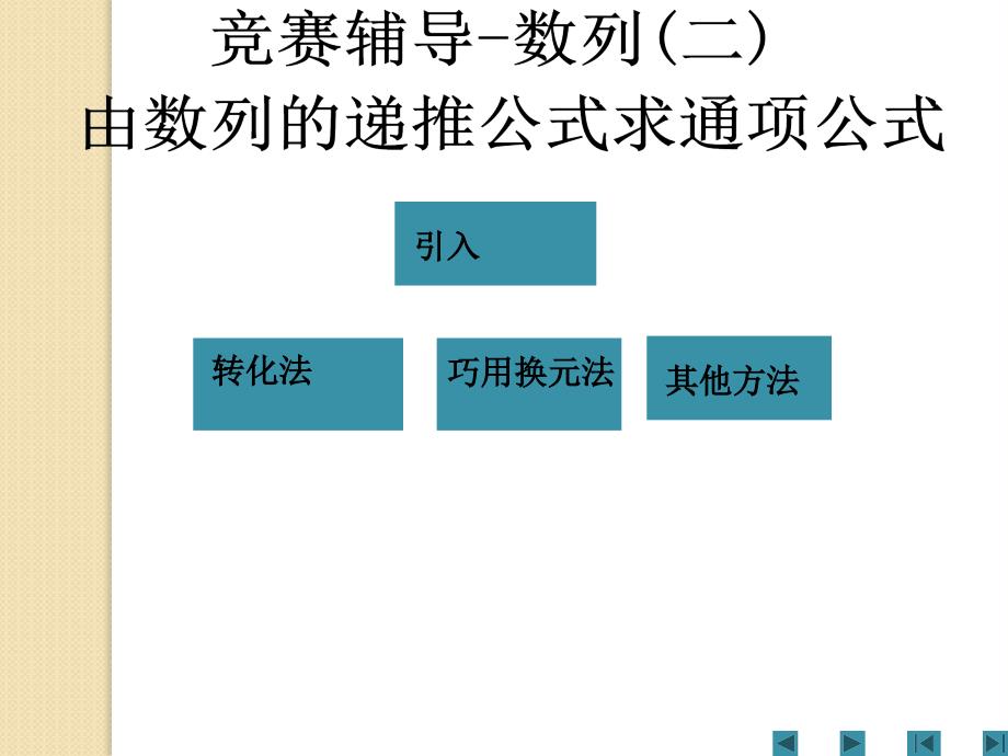 高中竞赛系列课件-07竞赛辅导-数列(二)由数列的递推公式求通项公式_第1页