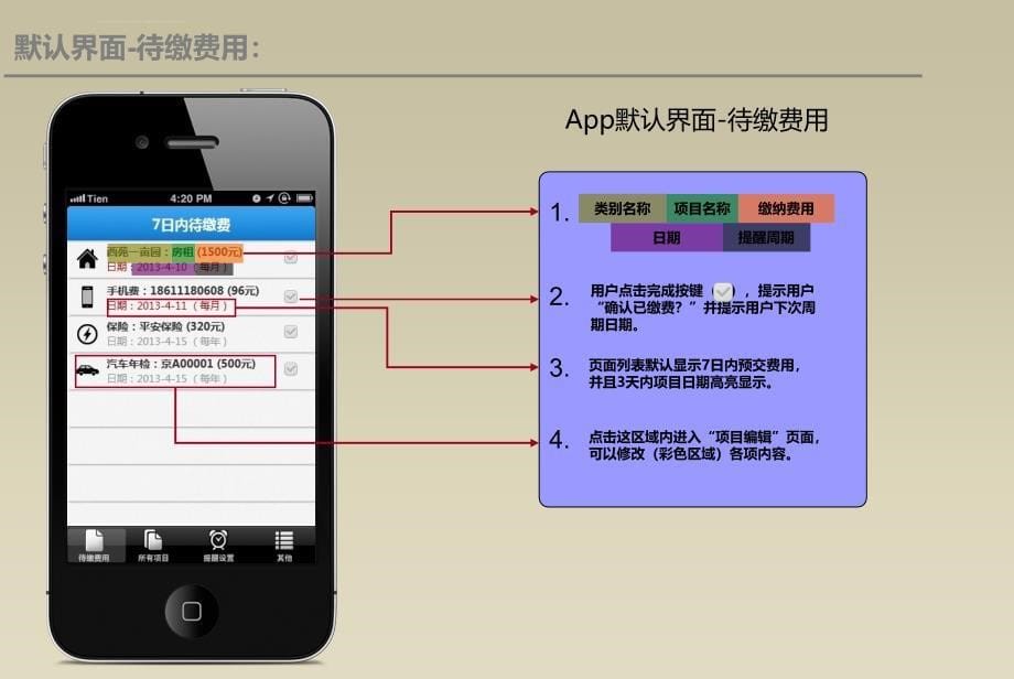 缴费提醒app产品策划ppt培训课件_第5页