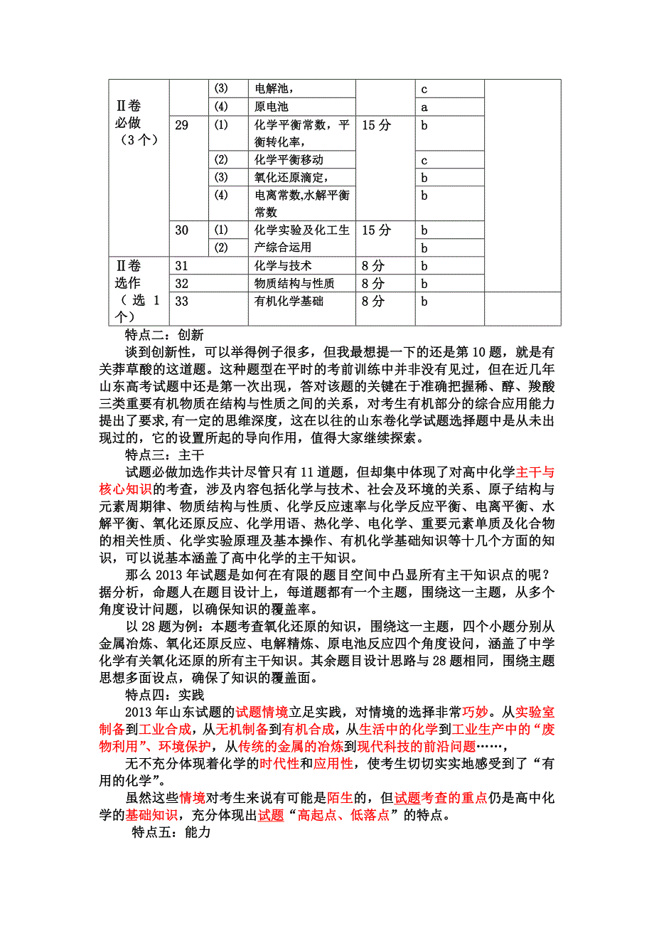 2013年山东高考化学试题分析_第2页