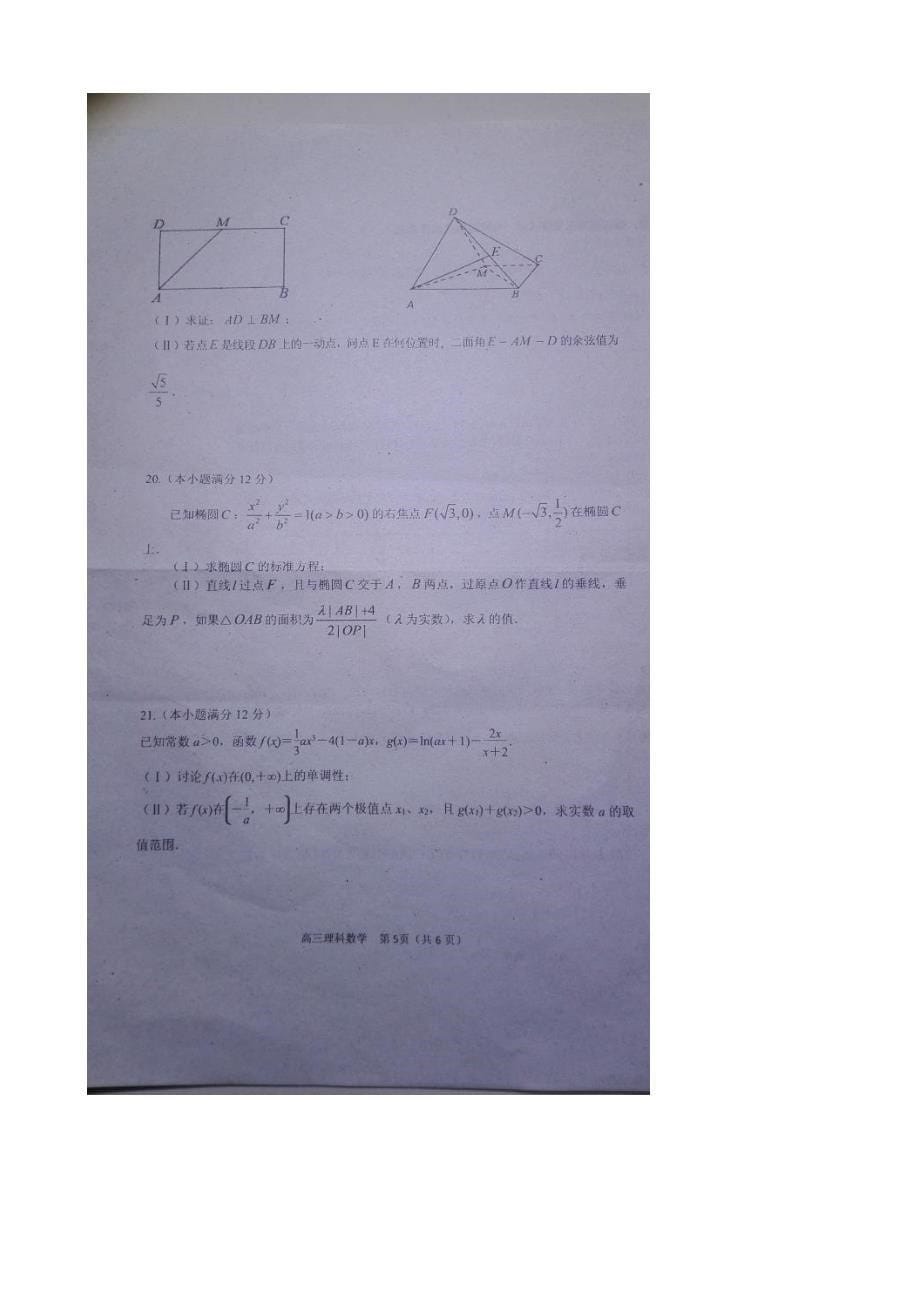 2016年河南省教育集团高三第三次联考数学理试题（图片版）_第5页