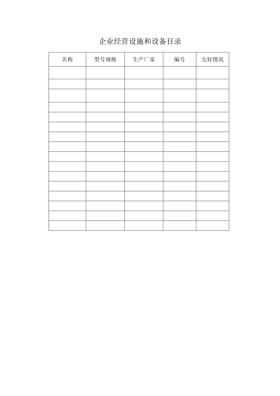 经营备案材料06经营设施、设备目录_第1页