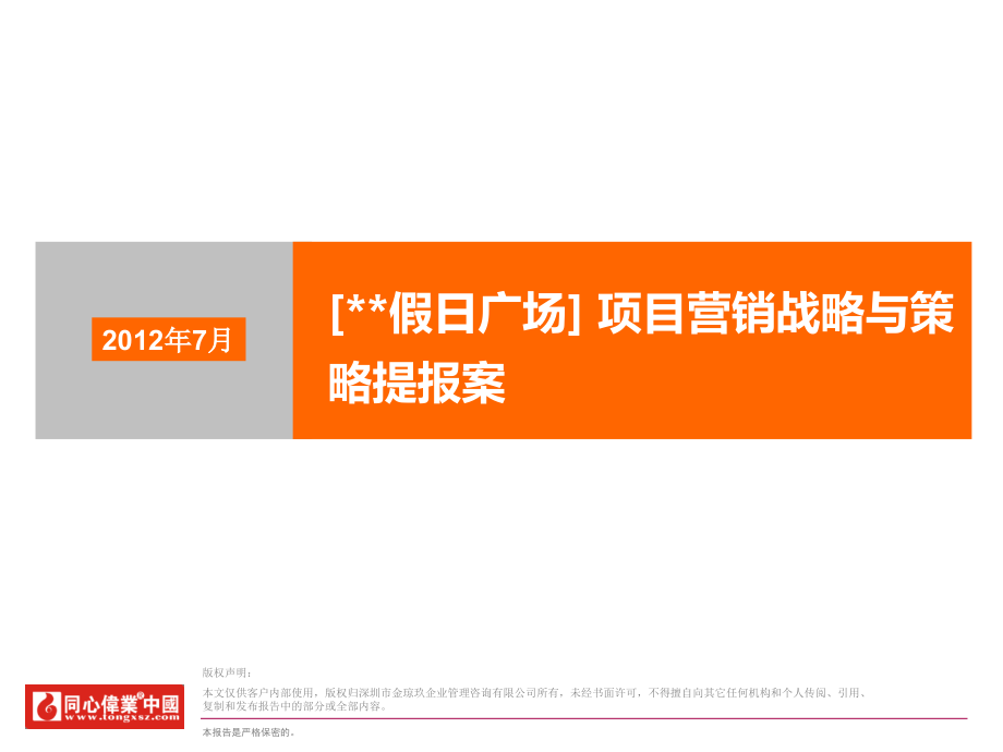 同心伟业.合肥滨江花月假日广场项目营销战略与策略提报案ppt培训课件_第1页