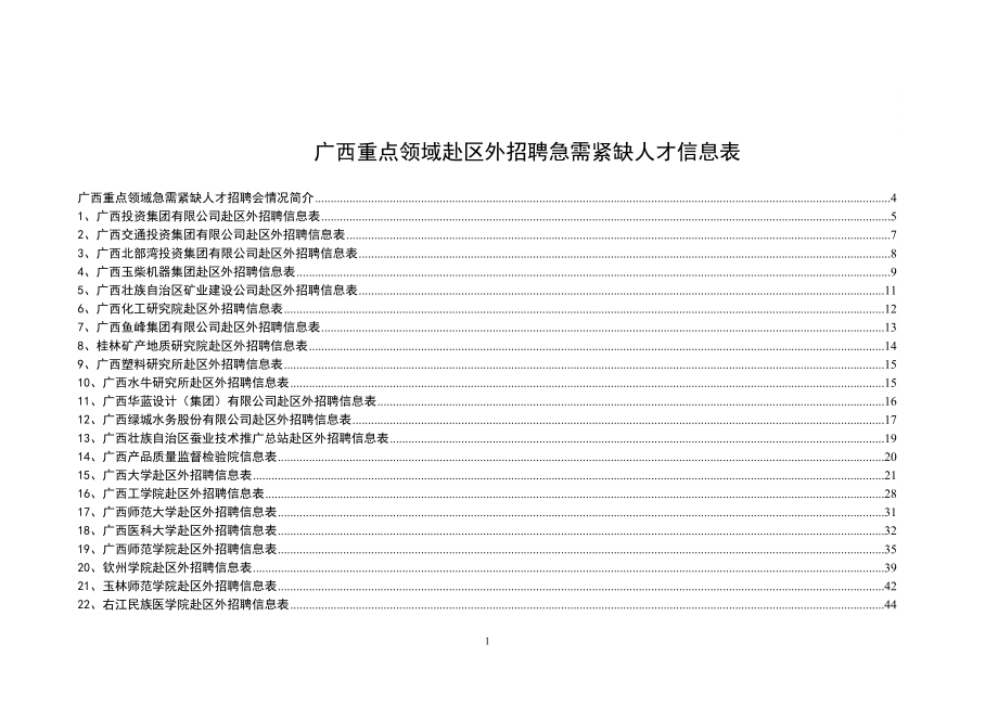 广西重点领域赴区外招聘急需紧缺人才信息表_第1页