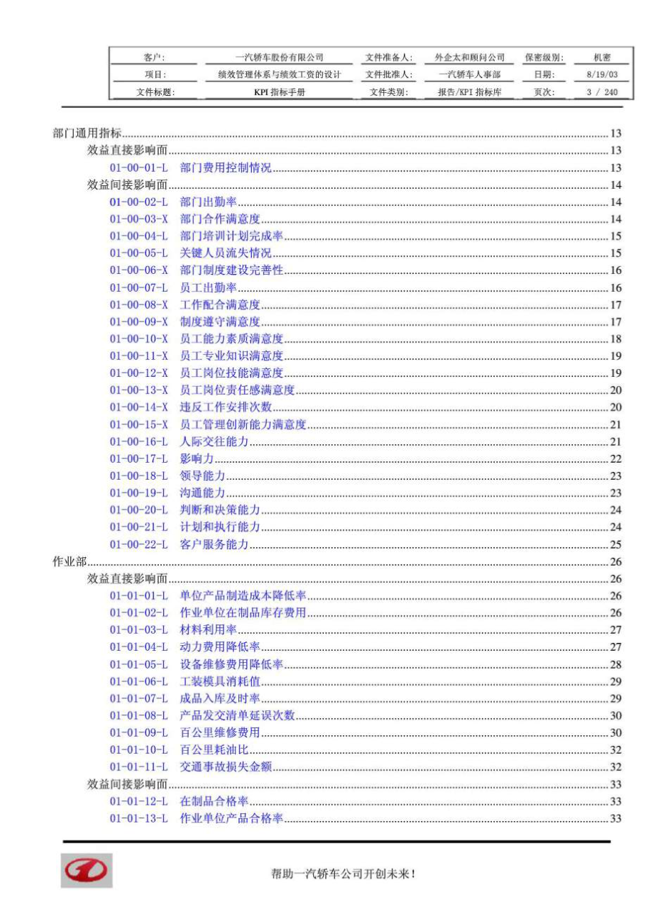 一汽轿车汽车行业绩效管理技术支持文件KPI指标库_第3页