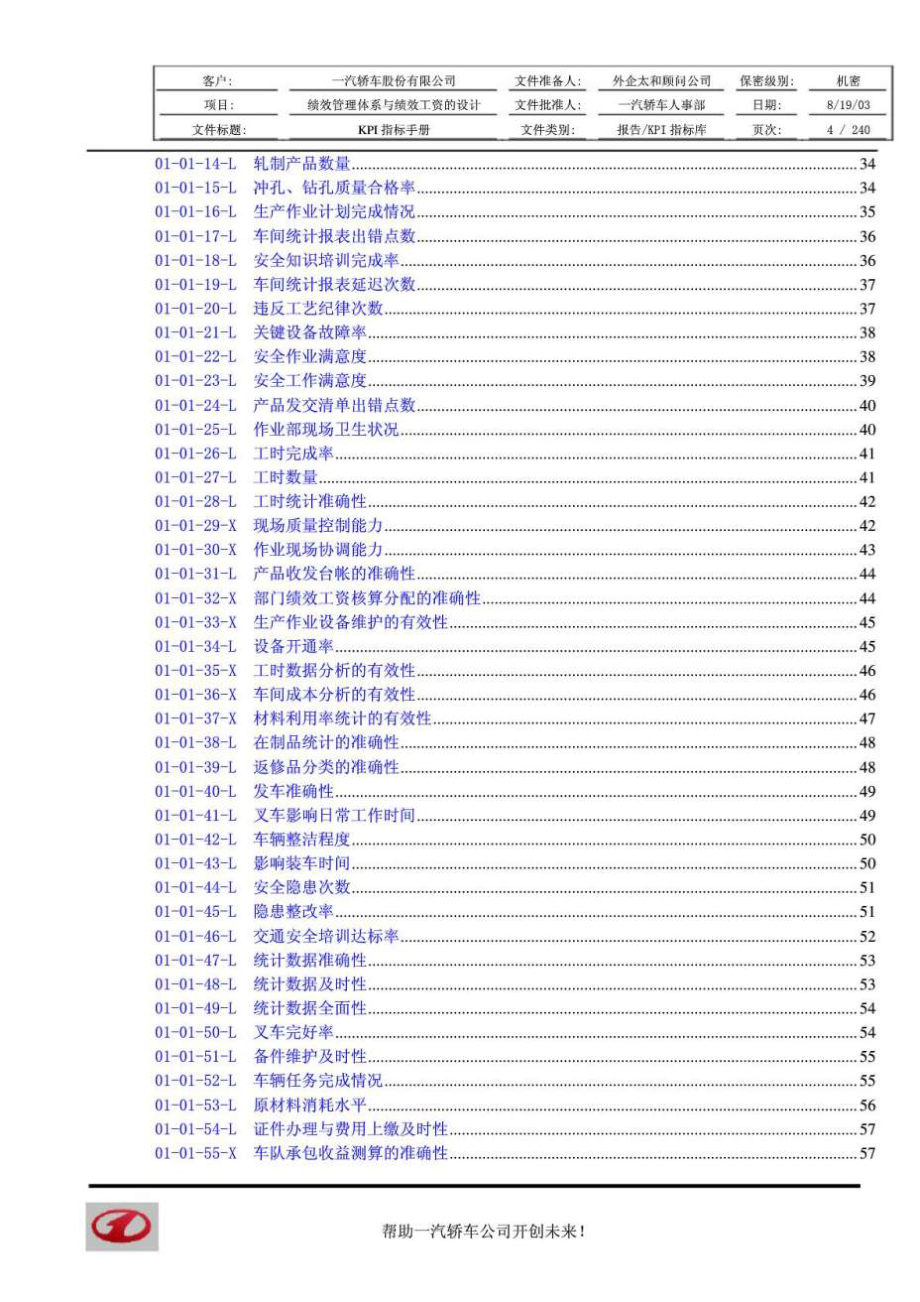 一汽轿车汽车行业绩效管理技术支持文件KPI指标库_第4页