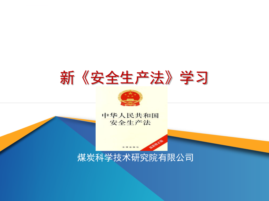 某某企业适用新《安全生产法》学习ppt培训课件_第1页