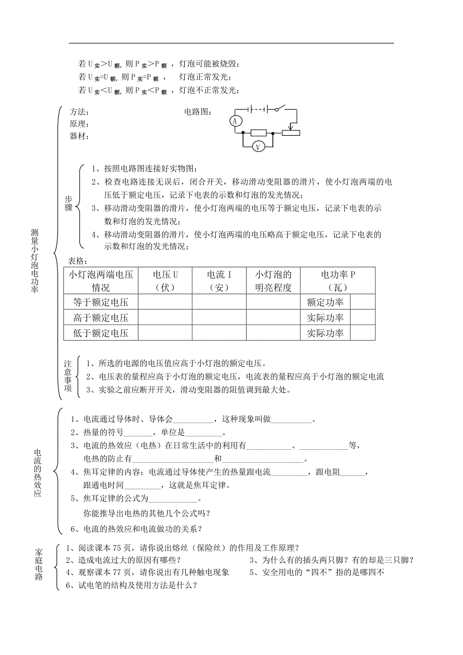 2017-2018年初三物理教学案（52）总复习电功和电功率知识点_第2页