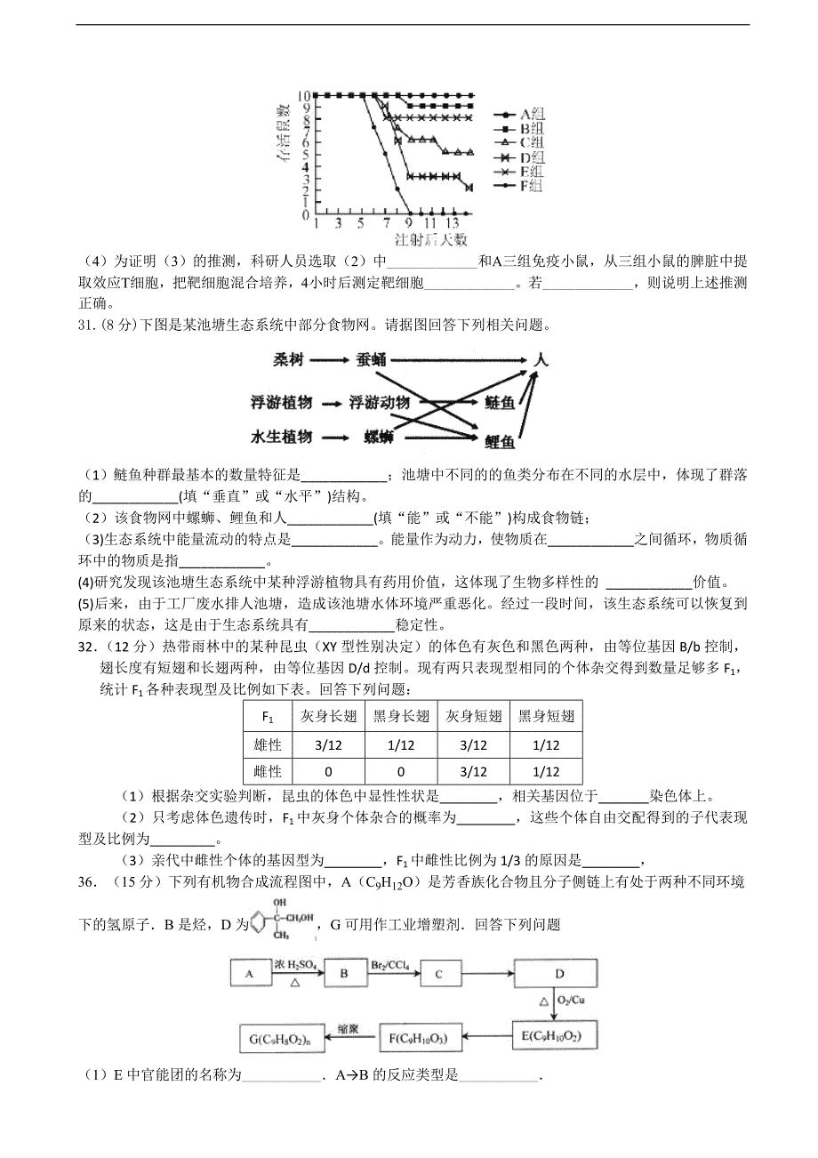 2016年江西省南昌市八一中学高三第三次模拟考试综生物试题_第3页