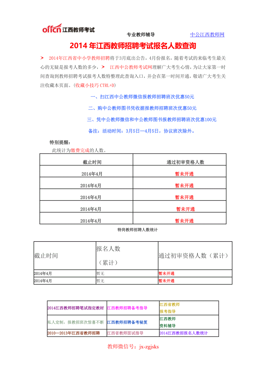 2014年江西教师招聘考试报名人数查询_第1页