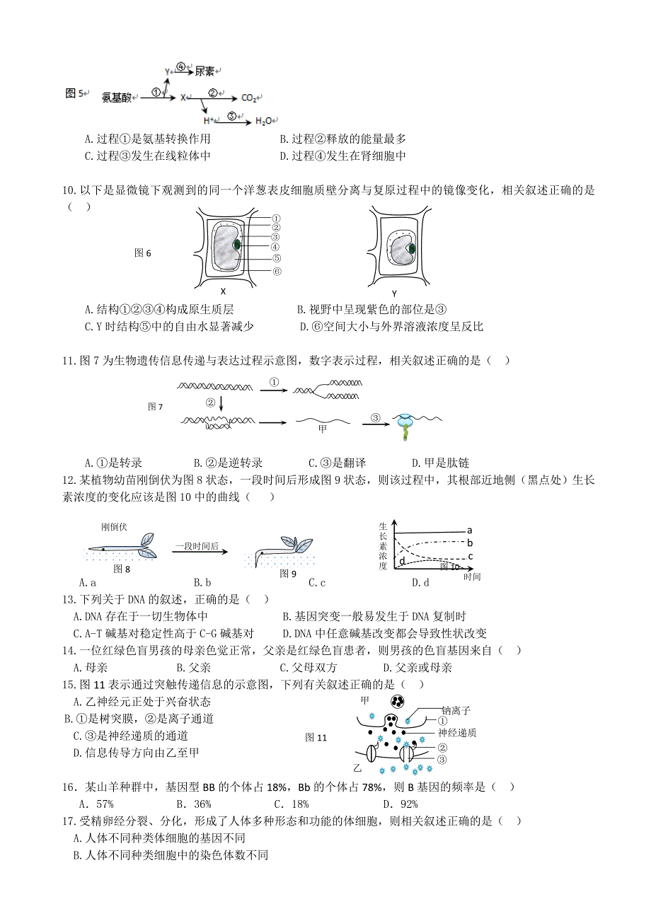 2017年上海市静安区高三4月教学质量检测二模生物试题word版_第2页