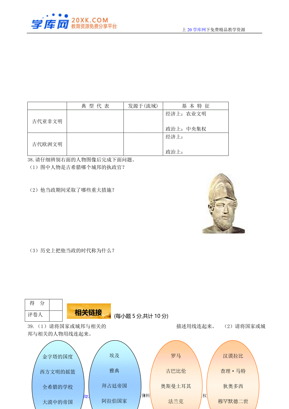 人类祖先的基业——古代世界单元测试_第4页