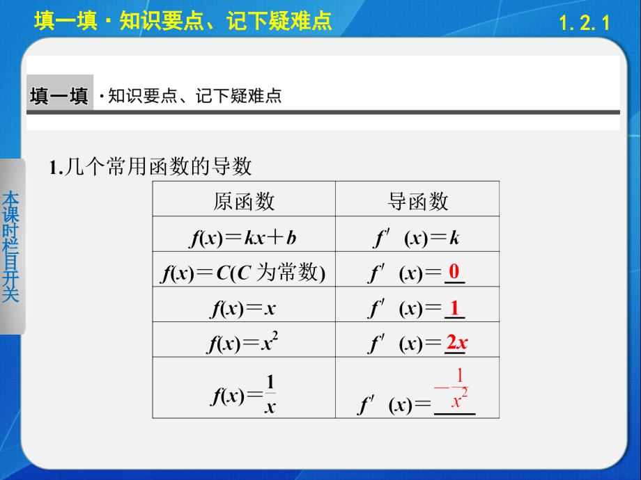 《步步高学案导学设计》2013-2014学年高中数学苏教版选修2-2【备课资源】1.2.1常见函数的导数_第3页