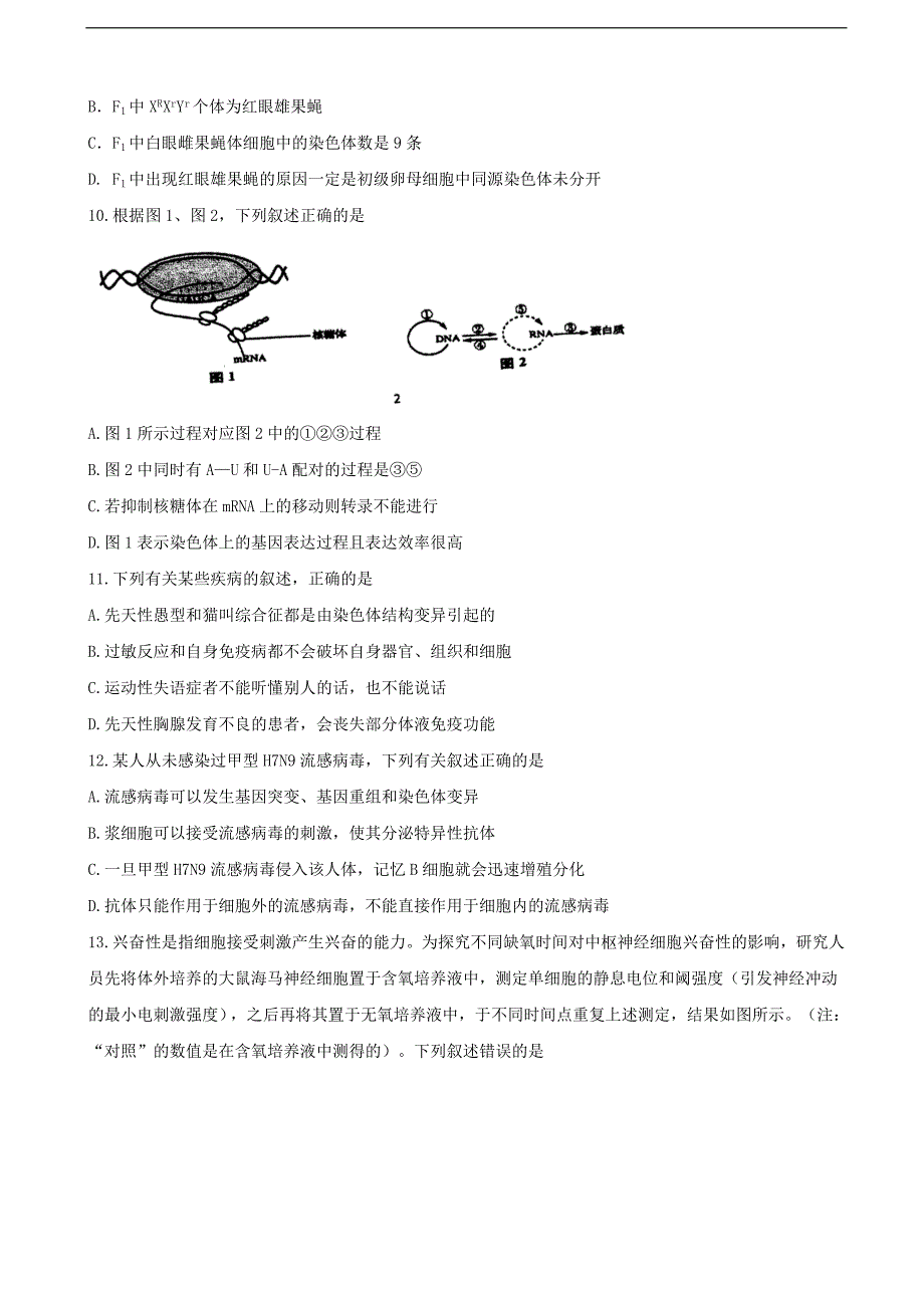 2017年江苏省高三第四次调研考试生物试题_第3页