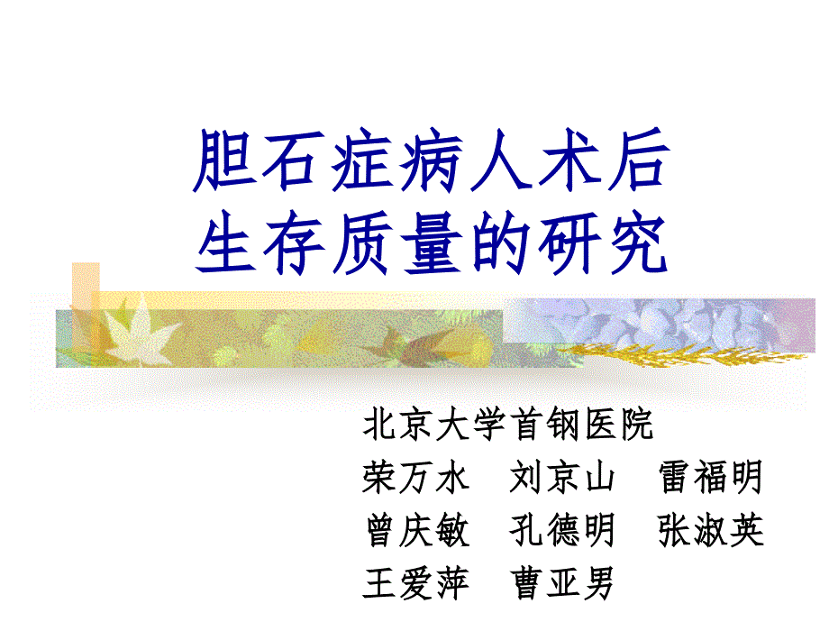 胆石症病人术后生存质量的研究ppt培训课件_第1页