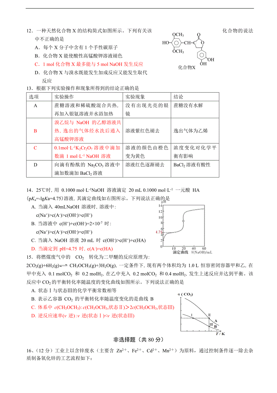 2017年江苏省高三下学期5月质量监测（最后一模）化学_第3页