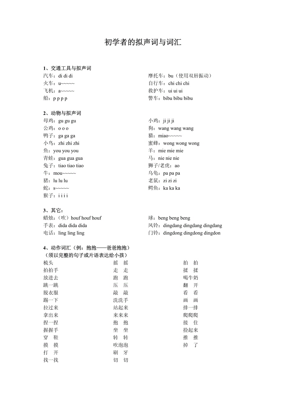 初学者的拟声词与词汇_第1页