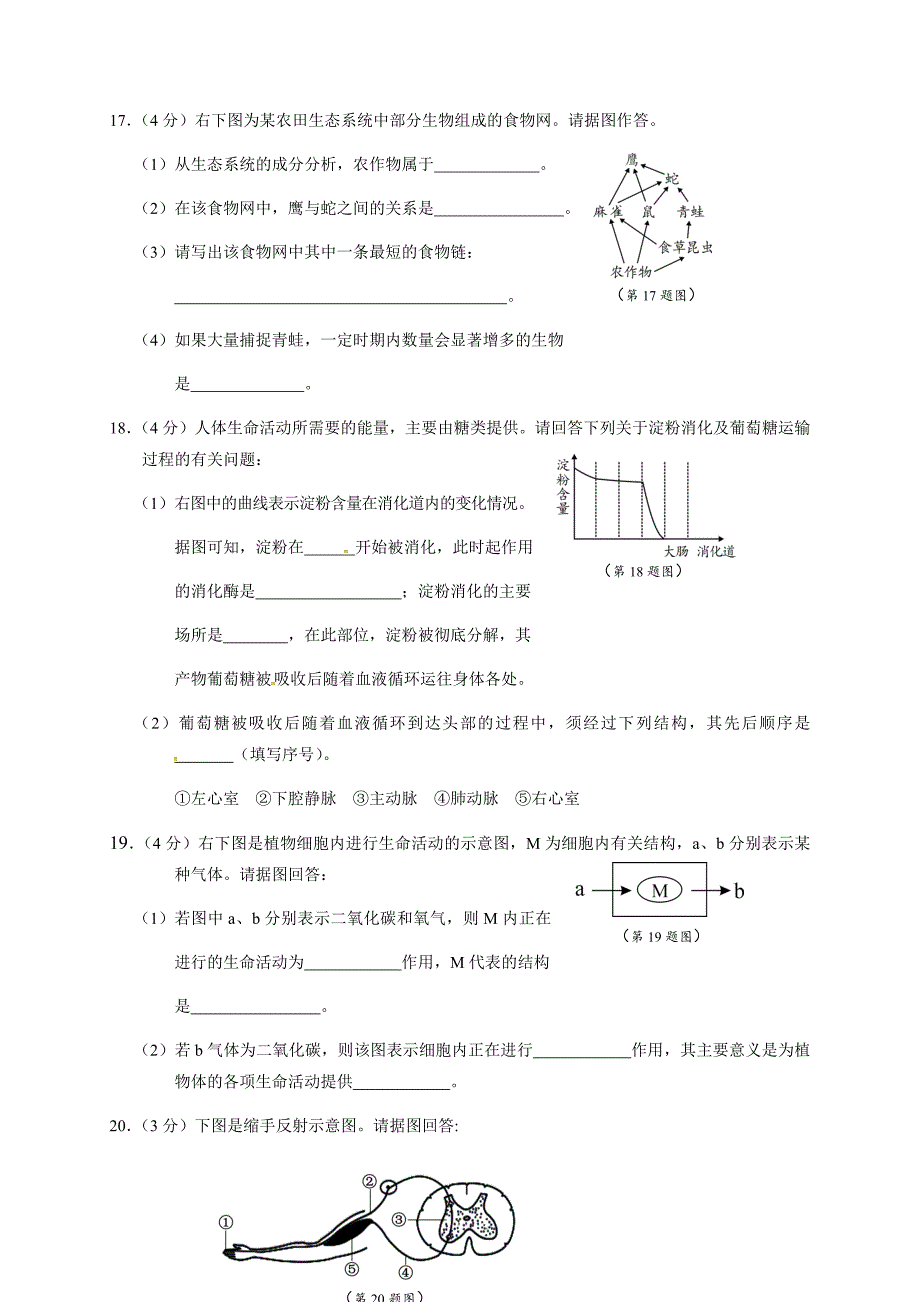 2016年来宾市中考初中毕业升学统一考试生物试题含答案_第4页