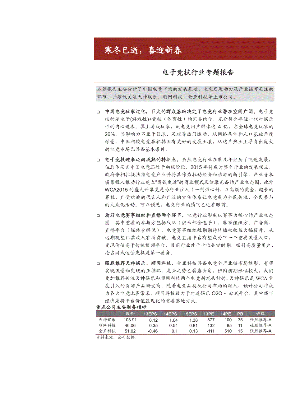 电子竞技行业专题报告：寒冬已逝，喜迎新春_第1页