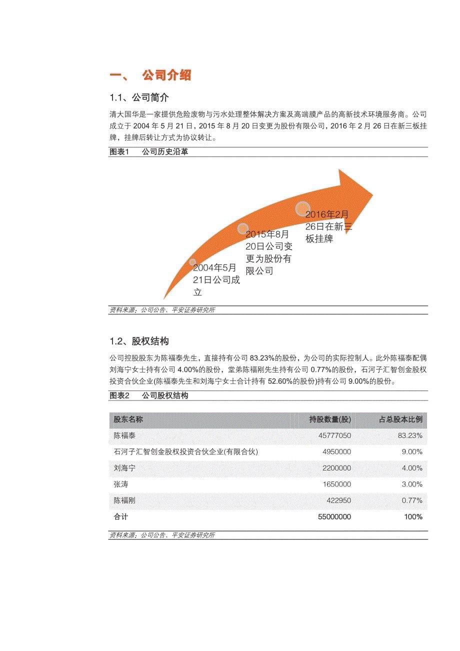 清大国华公司首次覆盖报告：致力于危废处理与废水零排放的领先企业_第5页