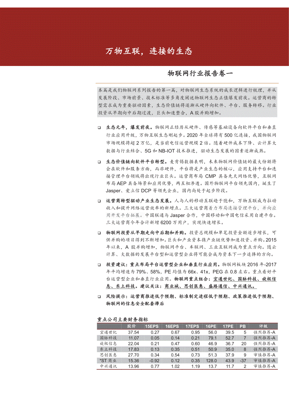 物联网行业报告卷一：万物互联，连接的生态_第1页