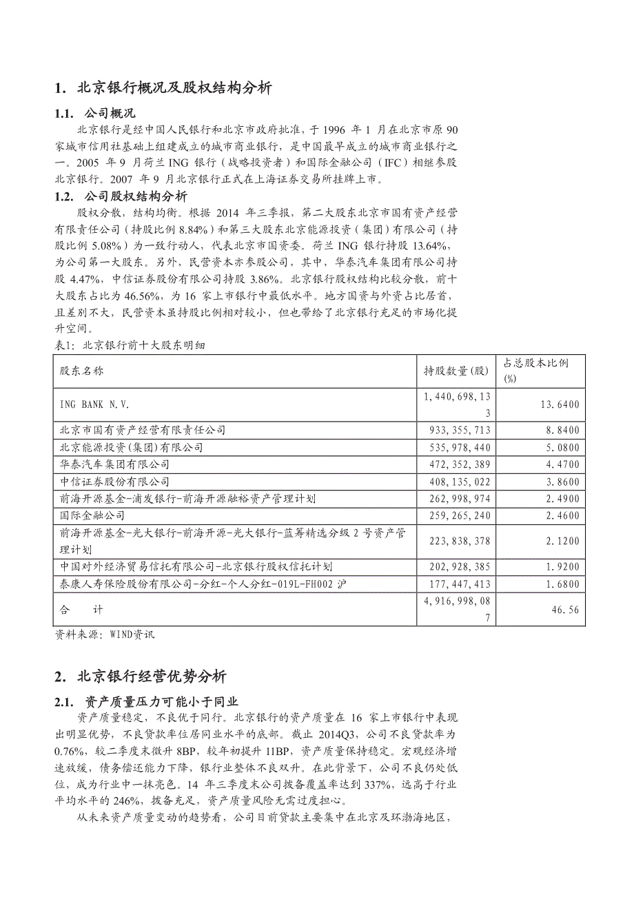 北京银行深度研究报告：资产质量和费用管理水平领先可比同业_第3页