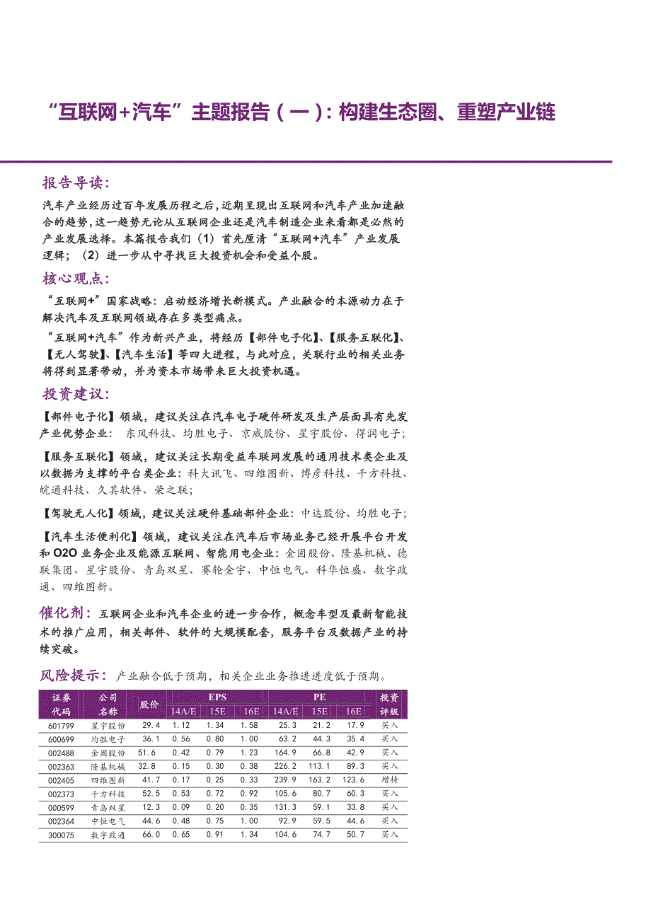 互联网+汽车行业主题报告（一）：构建生态圈、重塑产业链_第1页