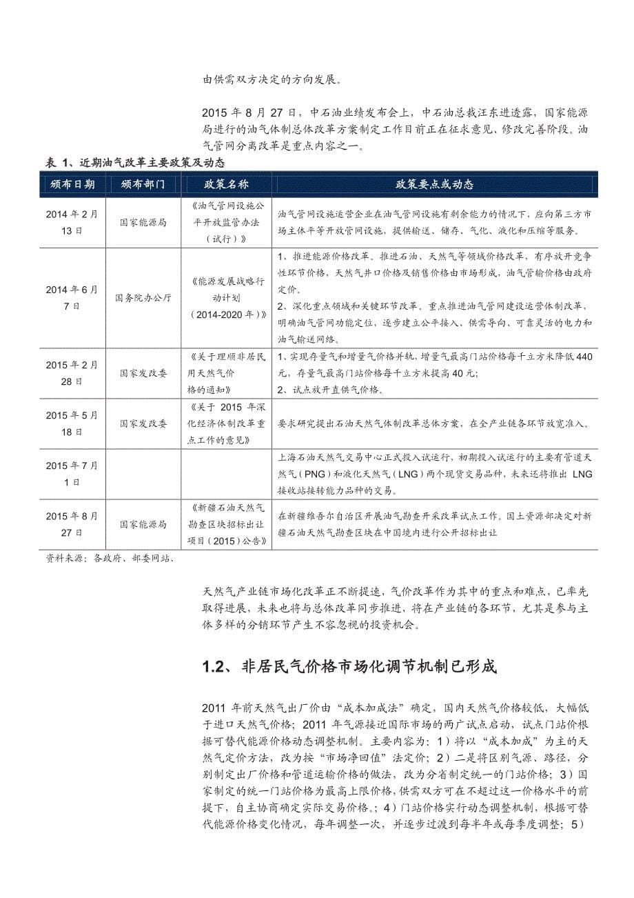 天然气价改专题报告：价格下调预期强烈，关注车用和工业用气为主的城市分销商_第5页