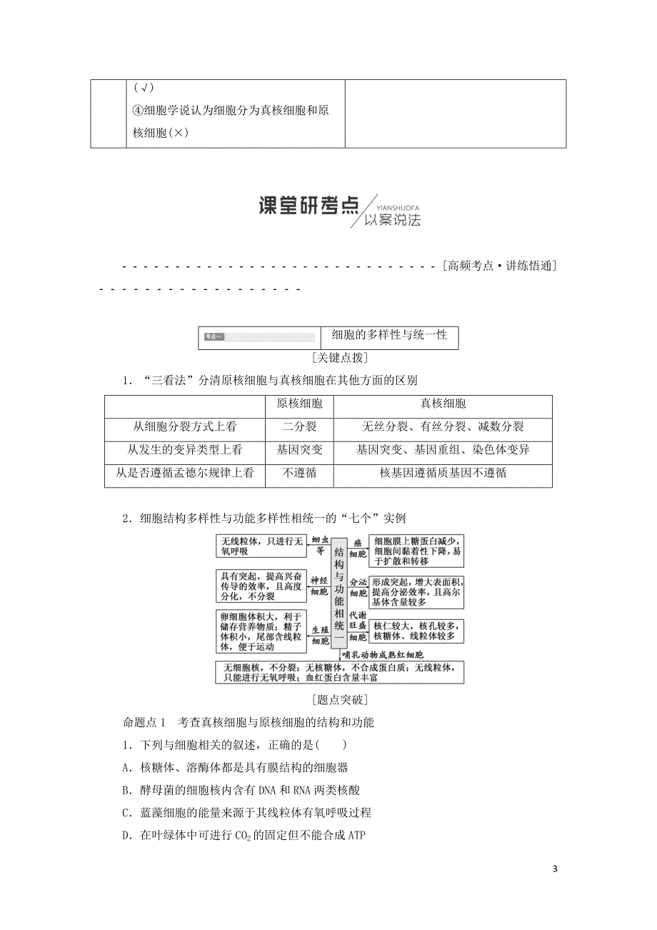 江苏专版2019版高考生物一轮复习第一部分分子与细胞第一单元细胞及其分子组成学案_第3页