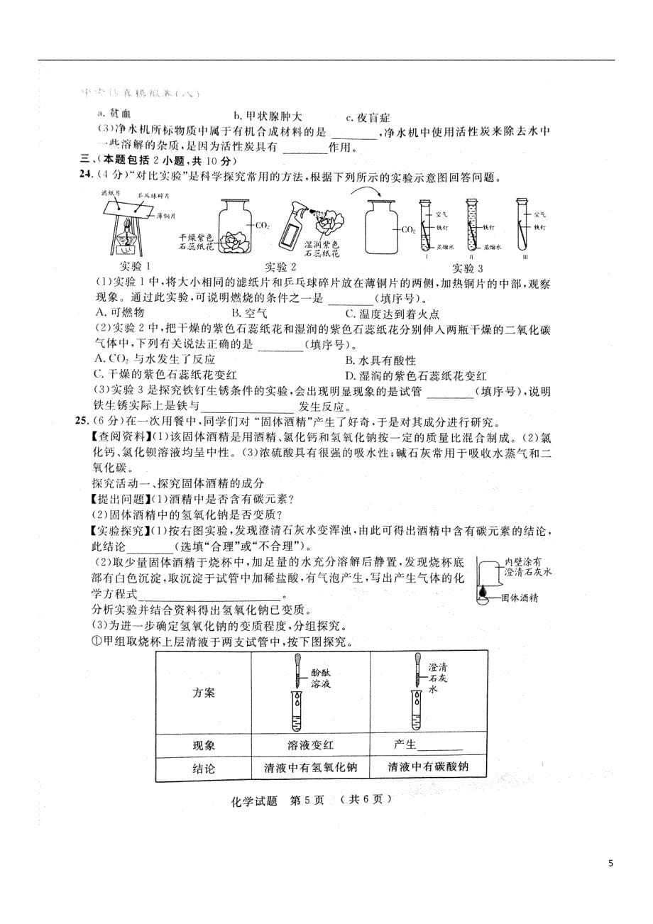 山东省泰安市2018年度中考化学仿真模拟试题八_第5页