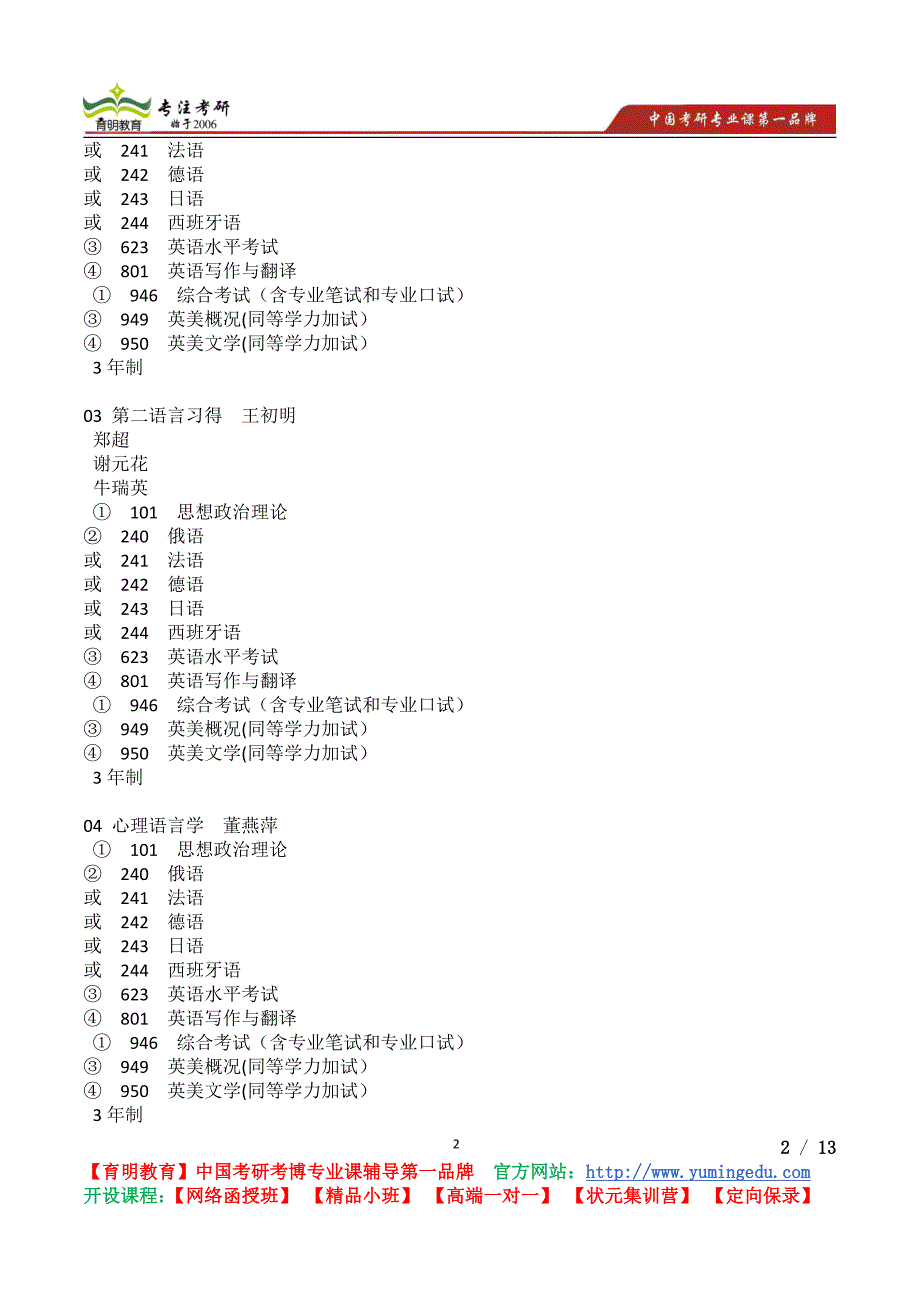 2015年广东外语外贸大学外国语言学及应用语言学考研真题,考研参考书,考研经验_第2页