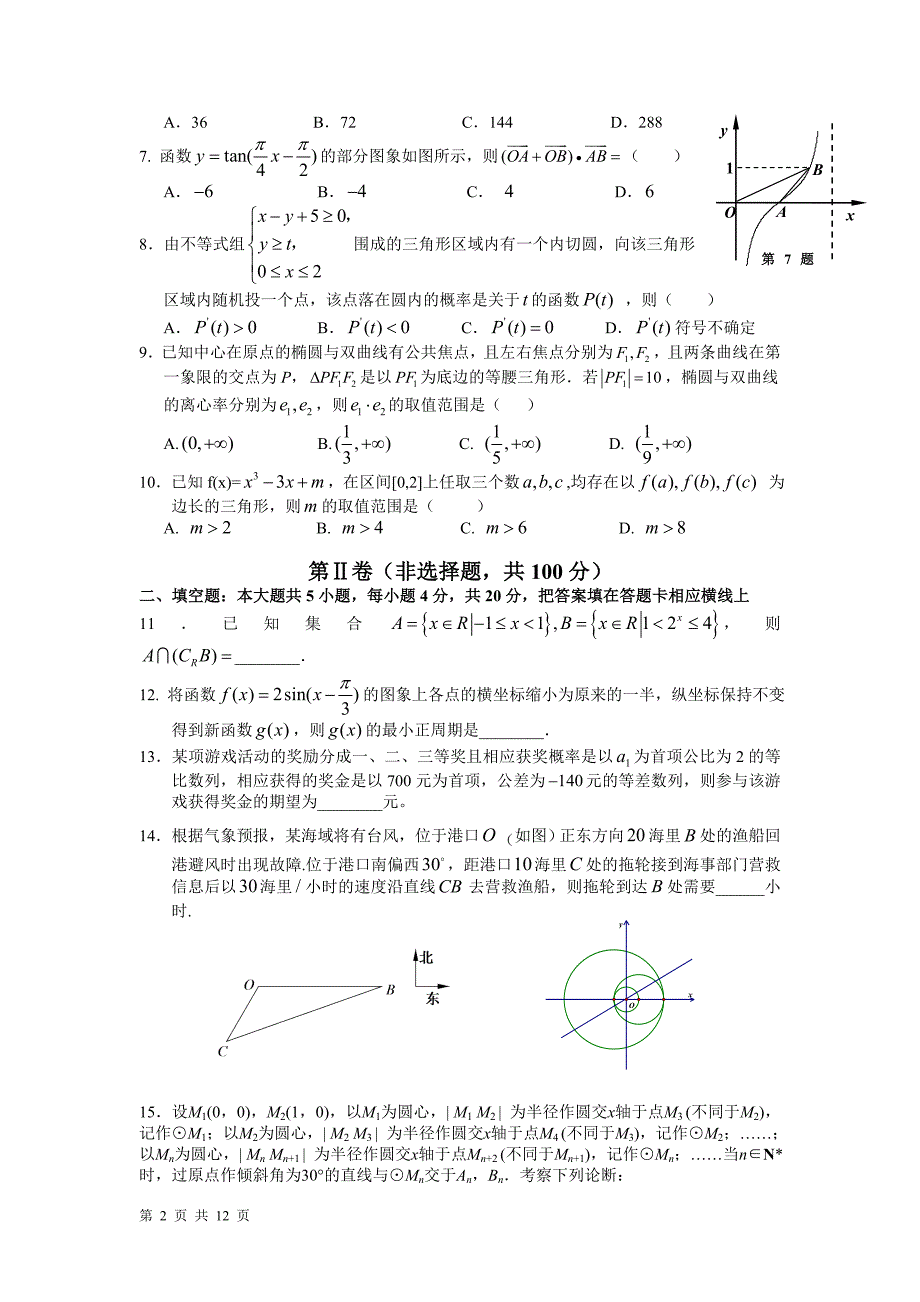 福建省2011届高三第六次模拟考试(数学理)_第2页