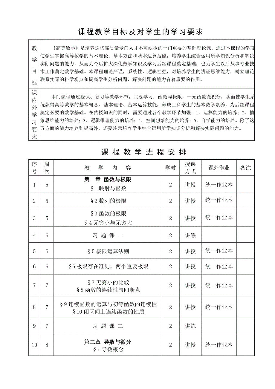 高等数学校区工科类授课计划_第3页