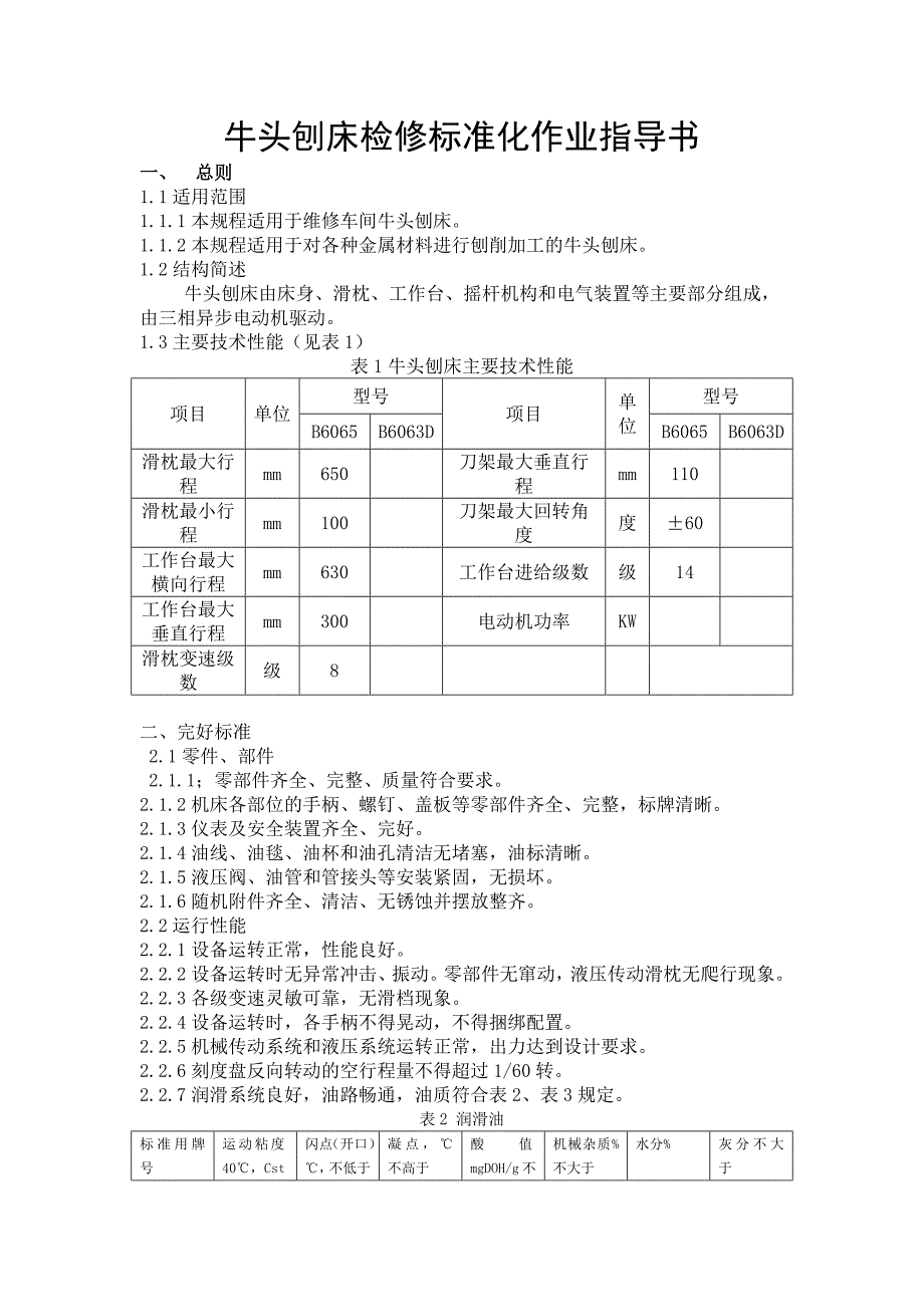牛头刨床检修标准化作业指导书_第1页