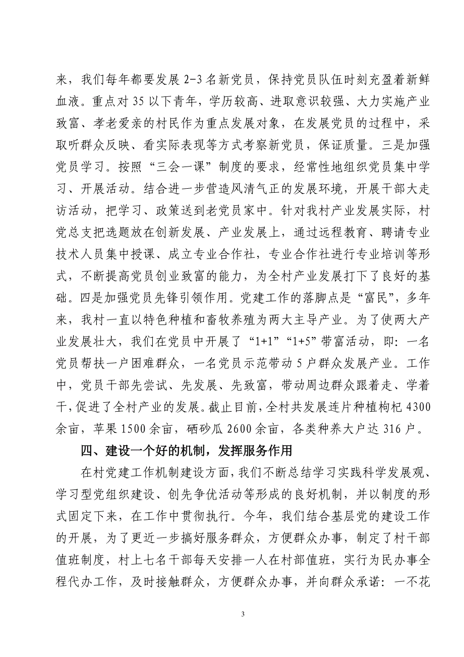 鸣沙镇鸣沙村基层组织建设年工作交流材料_第3页