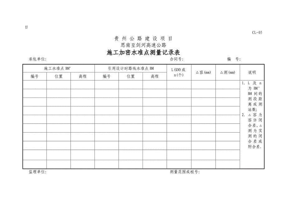 高速公路测量表表格_第5页