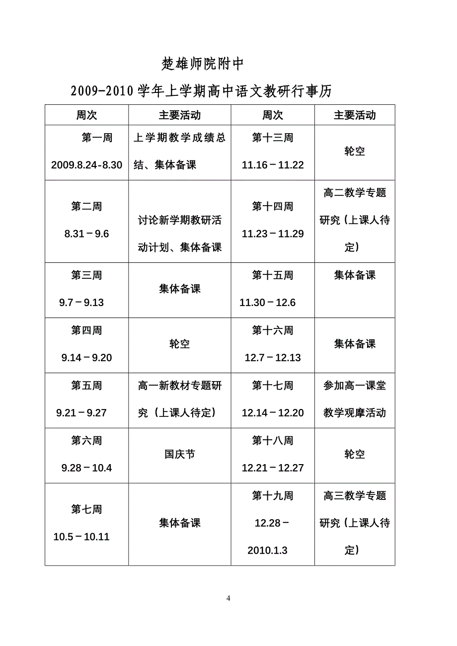 高中语文教研计划2010_第4页