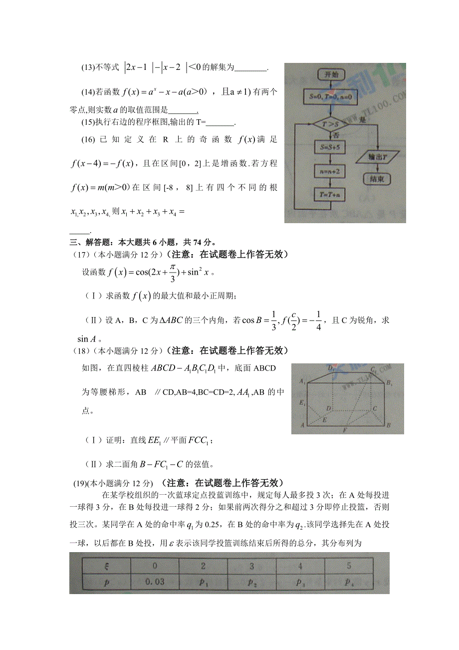 2009年山东省数学高考题（理数）_第4页