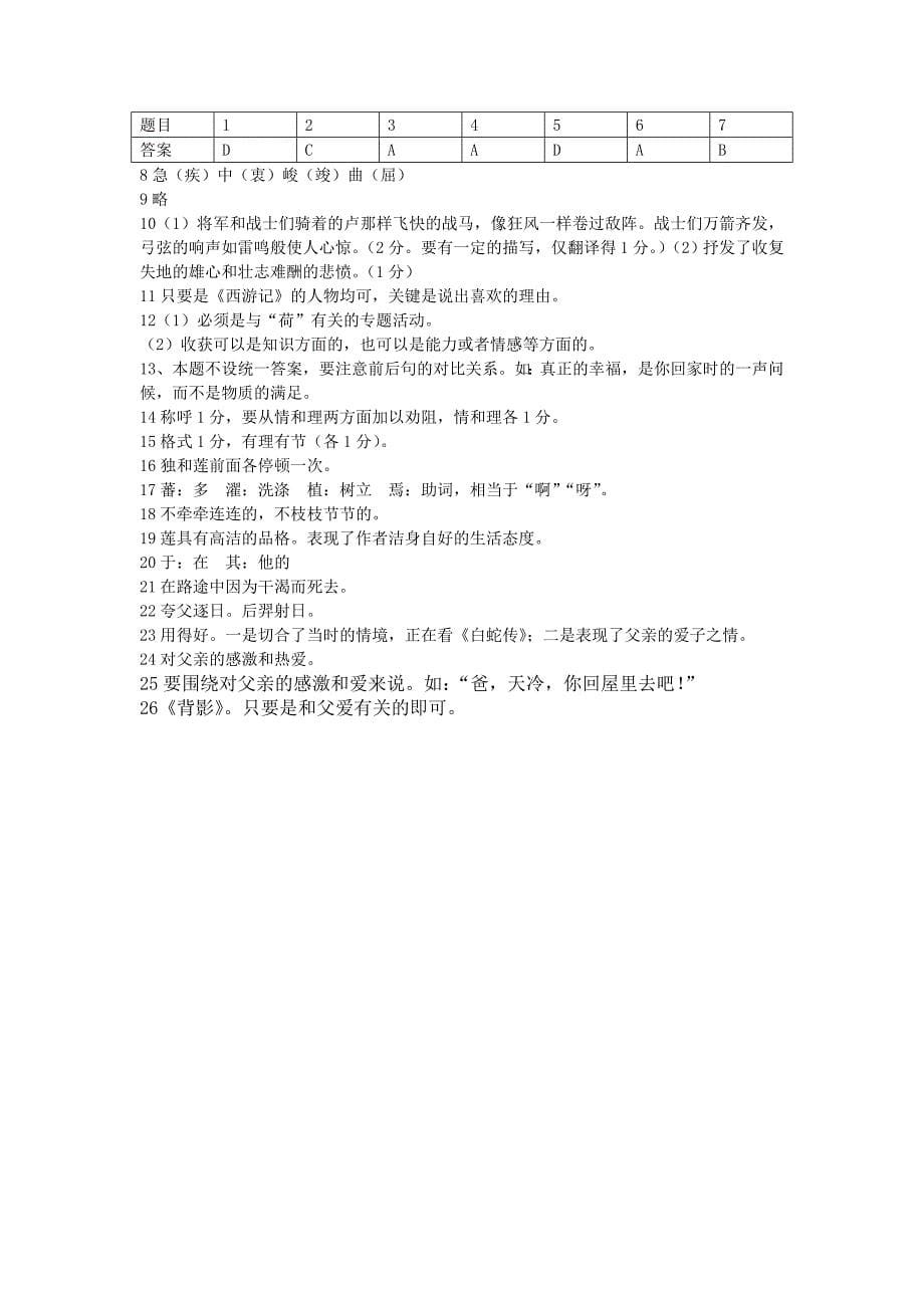 2009年江苏省泰州市靖江市第一中学九年级语文达标检测题（二）_第5页