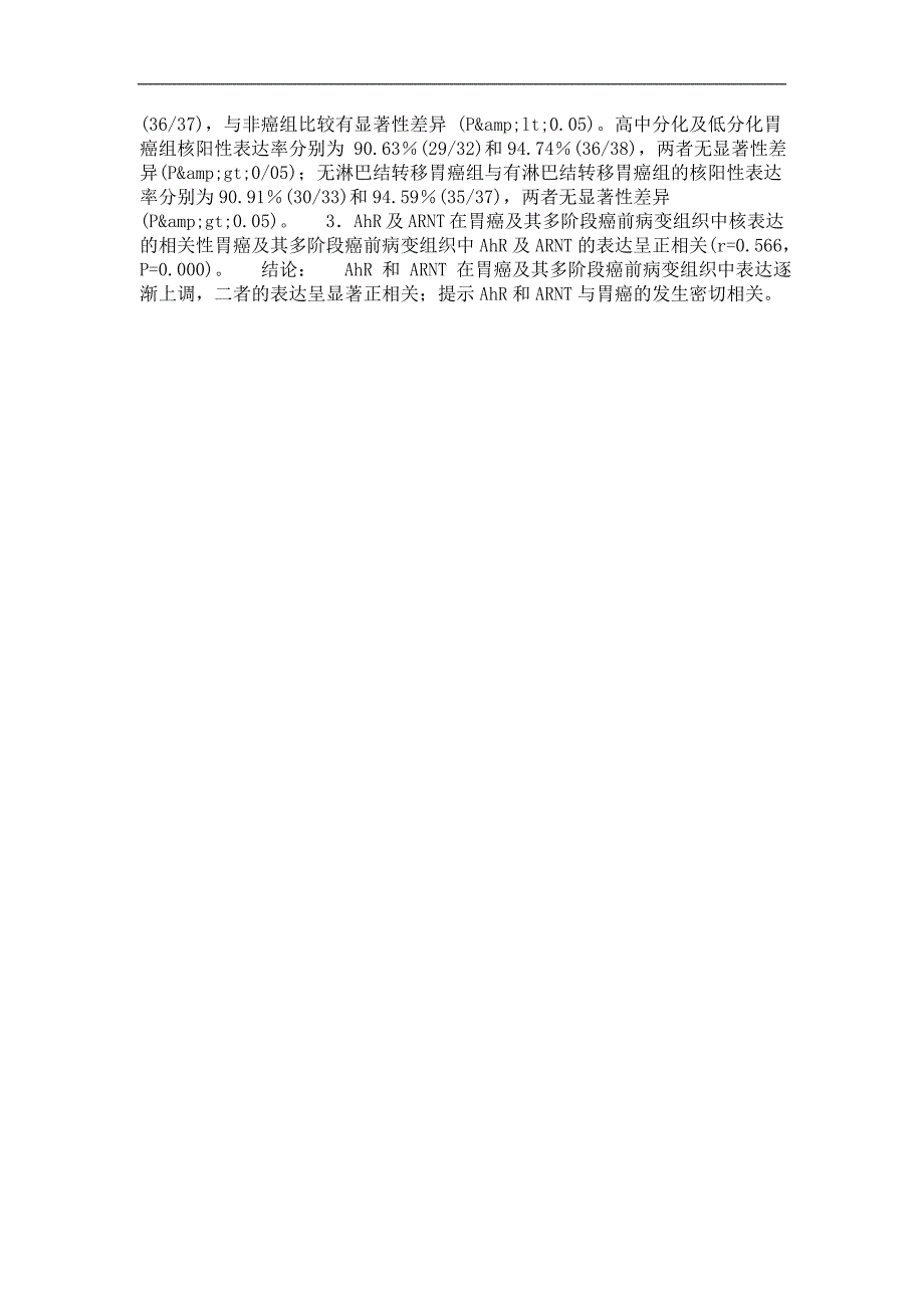 消化内科专业优秀论文ahr和arnt在胃癌及其多阶段癌前病变组织中的表达及其意义_第3页