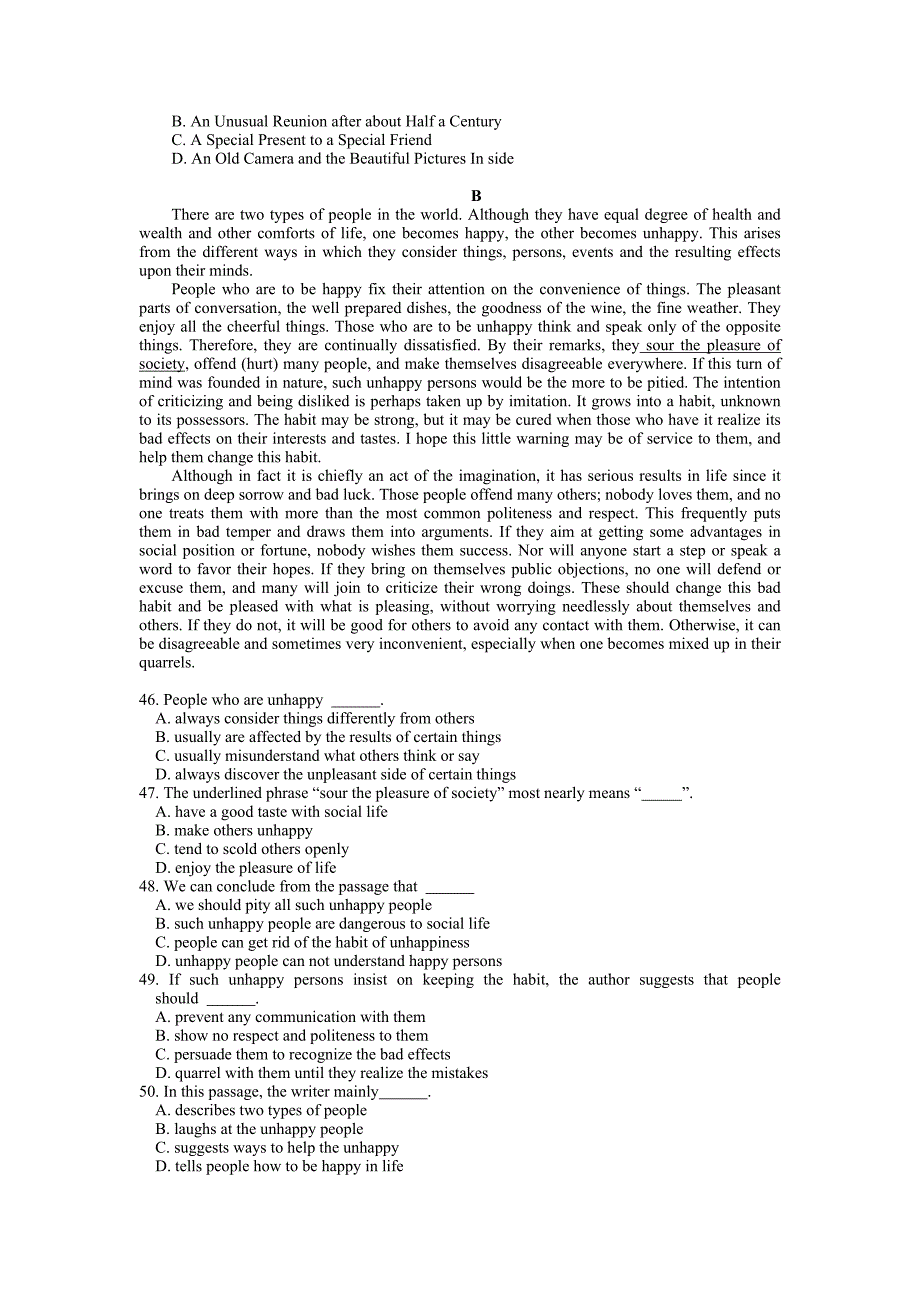 2010届高考英语复习限时训练题3_第3页