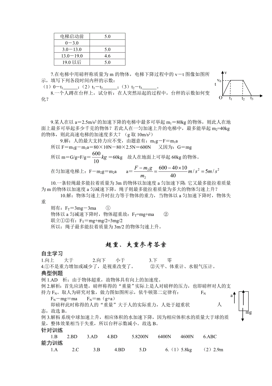 2011高三物理一轮复习教学案14-牛顿第二定律的应用-超重和失重_第3页