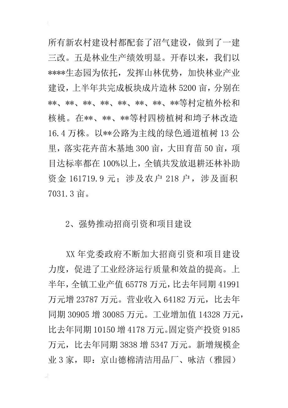 镇党委政府某年上半年工作总结暨下半年工作思路(1)_1_第5页