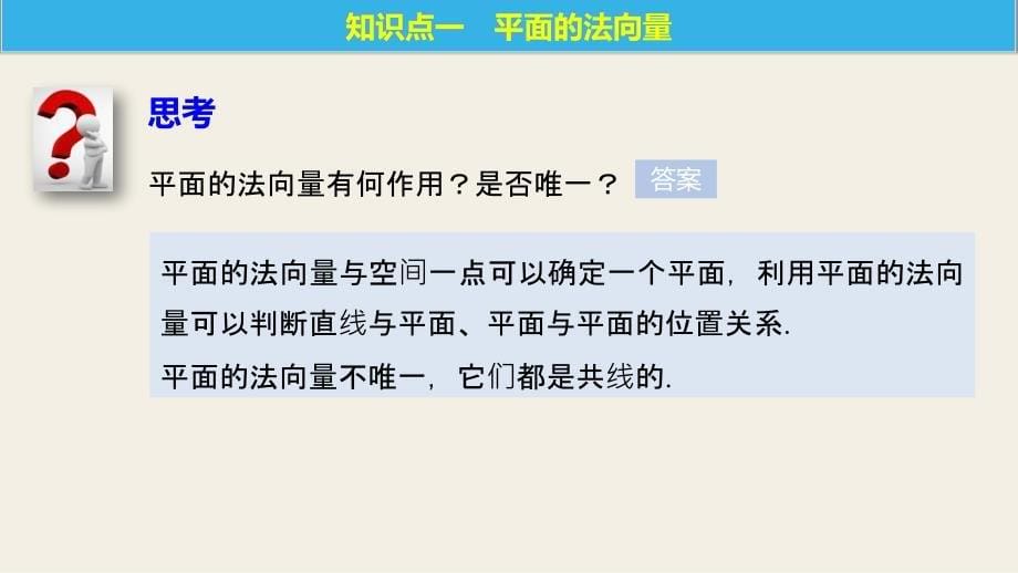 2018版高中数学人教b版选修2-1课件：3.2.2平面的法向量与平面的向量表示_第5页