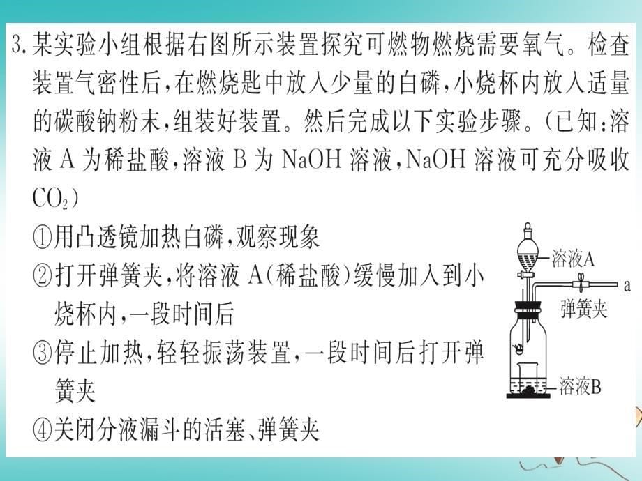 湖北省2018年秋九年级化学上册强化训练19实验探究燃烧的条件练习课件新人教版_第5页