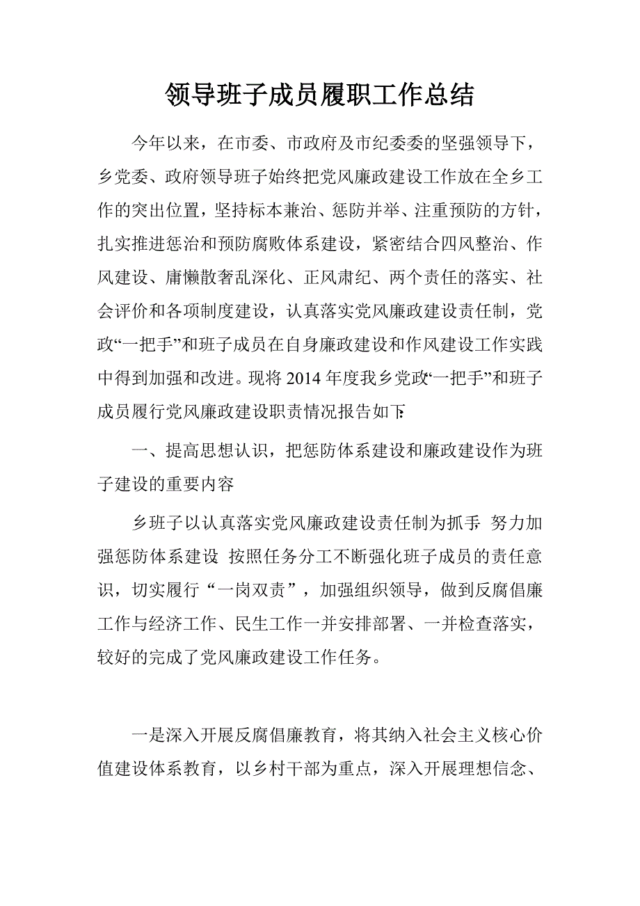 领导班子成员履职工作总结.doc_第1页