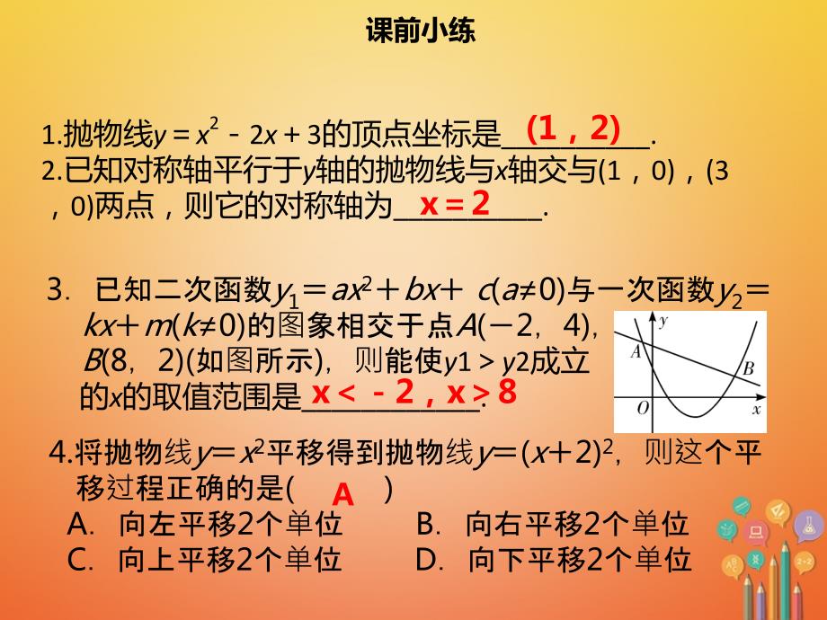 广东省2018中考数学总复习第三章函数第4课时二次函数一课件_第4页