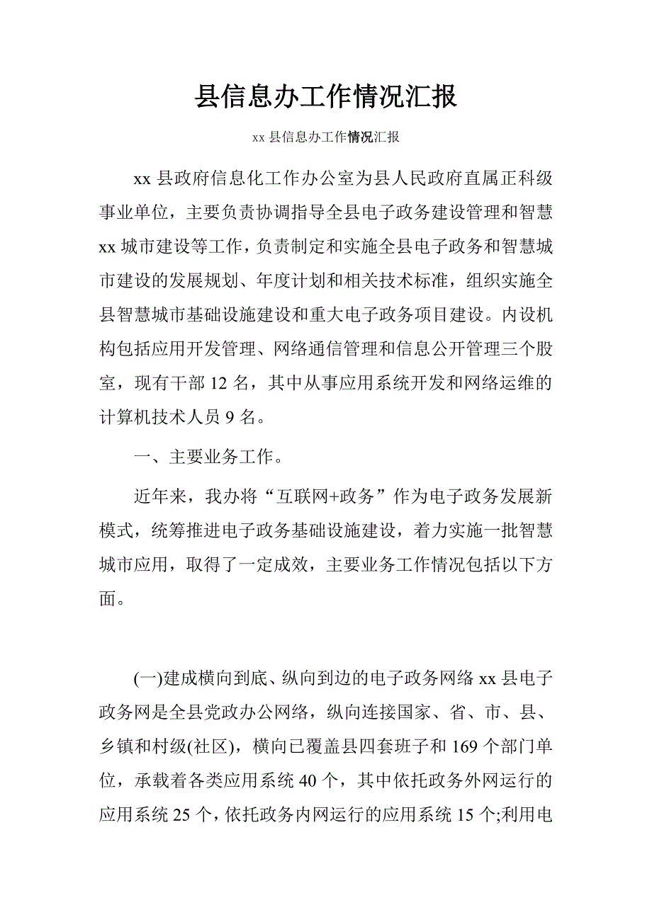 县信息办工作情况汇报.doc_第1页