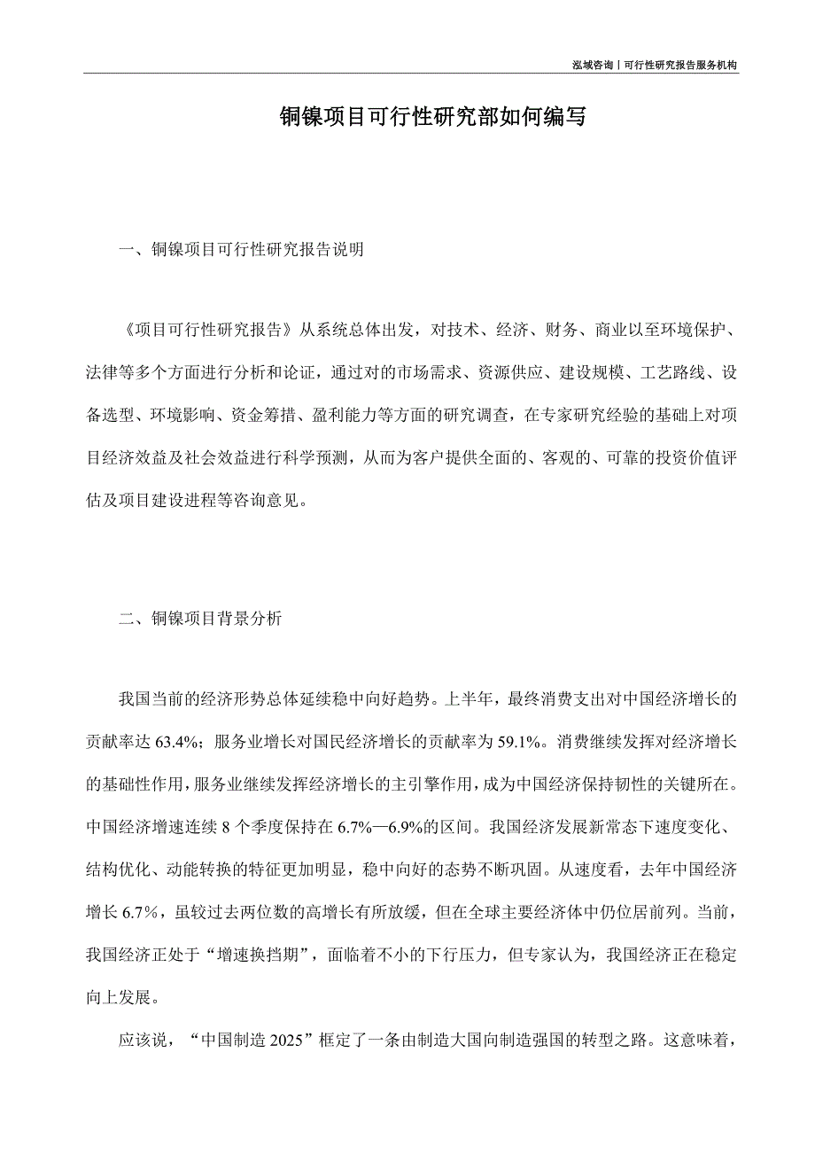 铜镍项目可行性研究部如何编写_第1页